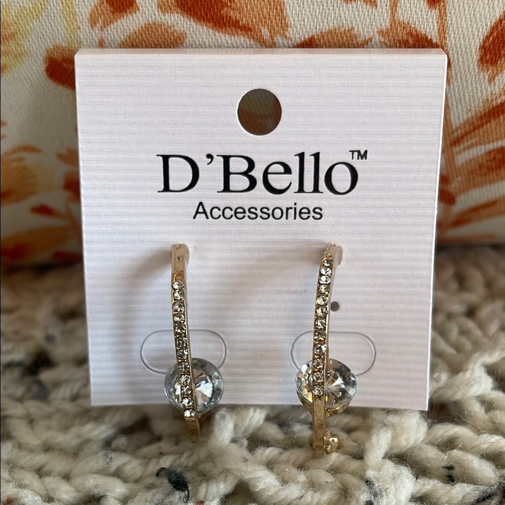 D'Bello goldtone Drop Earrings with Sparkling Crystals